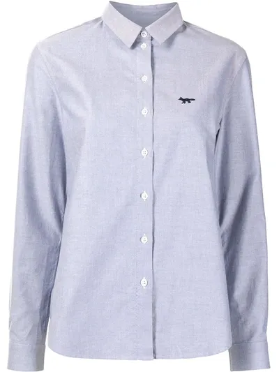 Maison Kitsuné Black Fox Embroidered Shirt In Grey