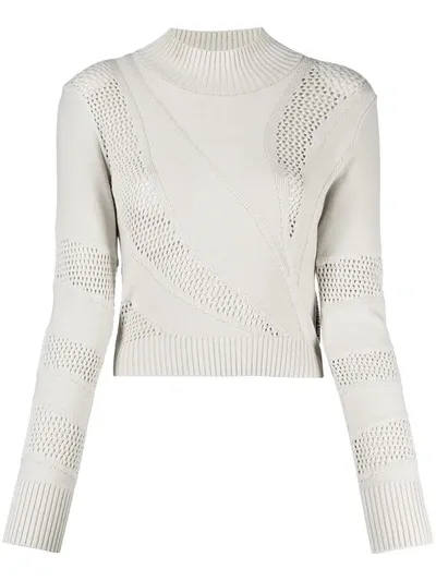 Just Cavalli Open-knit High-neck Jumper In Neutrals