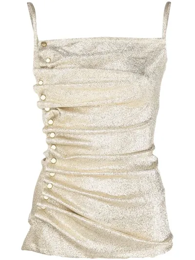 Rabanne Metallic-effect Ruched Vest Top In Silver,gold