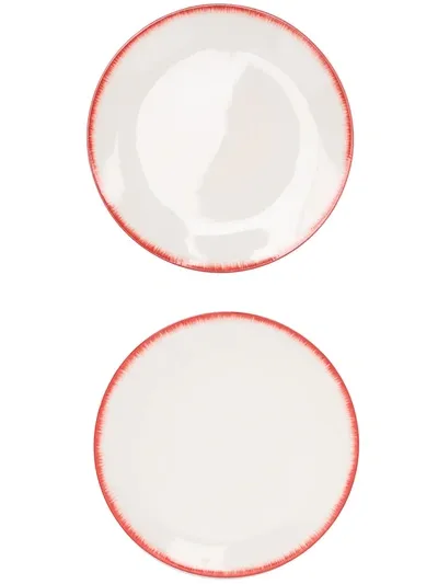 Ann Deumelemeester X Serax Set Of Two Porcelain Contrast Rim Plates In White