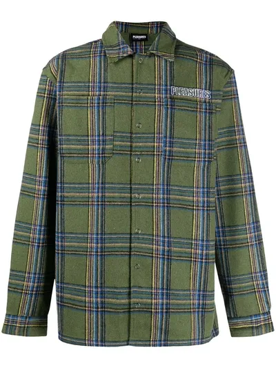 Pleasures Window Bird Check Shirt In Green