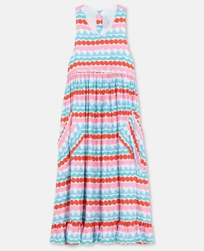 Stella Mccartney Kids Multicolour Graphic Striped Dress In Multicolor