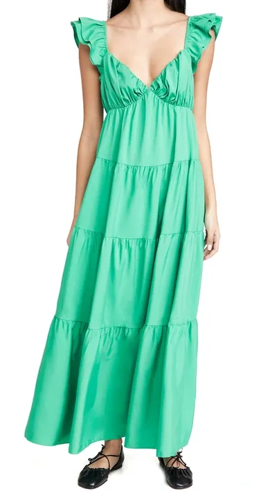 English Factory Ruffle Sleeve Maxi Dress In Green