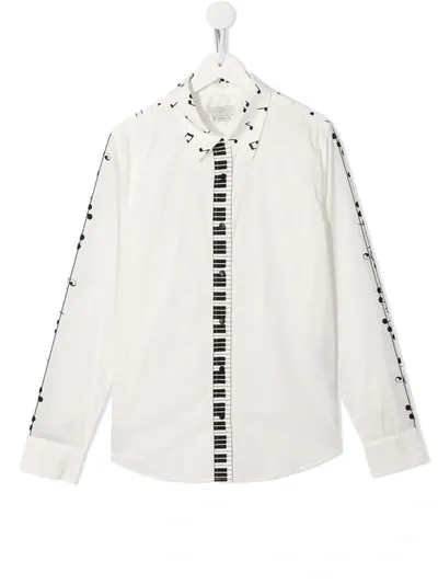 Stella Mccartney Kids' Music-print Long-sleeve Shirt In White