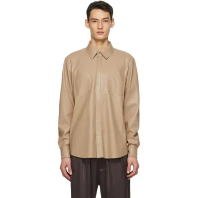 Nanushka Taupe Vegan Leather Declan Shirt In Neutral