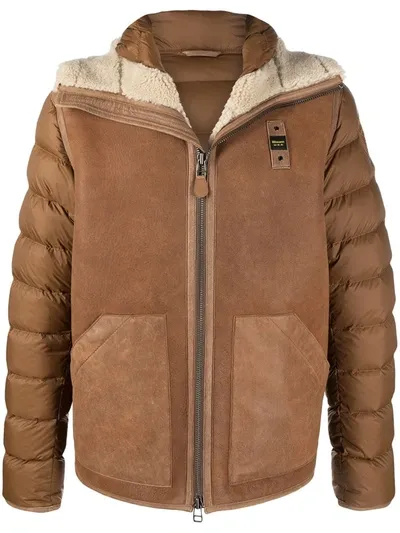 Blauer Quilted Panel Coat In Brown