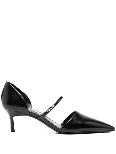 Prada Pointed Slingback Pumps In Schwarz