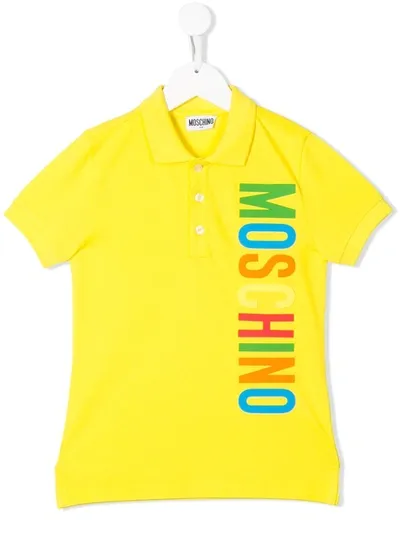 Moschino Teen Logo Printed Polo Shirt In Yellow