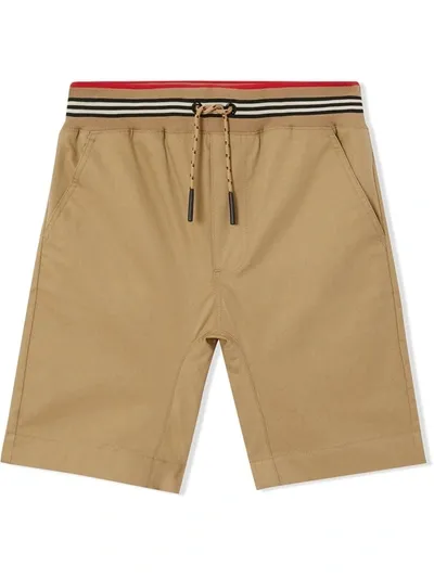 Burberry Teen Icon Stripe Detail Shorts In Neutrals