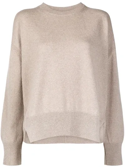 Barrie Round Neck Cashmere Jumper In White