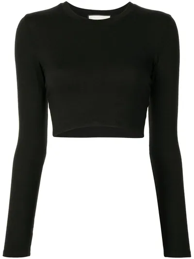 Alexis Long-sleeve Crop Top In Black