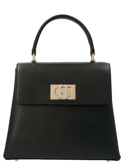 Furla 1927 Foldover Small Tote Bag In Black