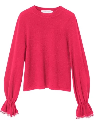 Carolina Herrera Lace-trim Cashmere Jumper In Pink