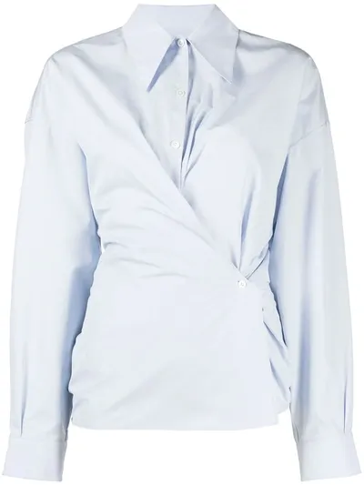 Lemaire Twisted Cotton Shirt In Blue