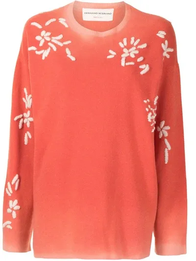 Ermanno Scervino Floral-embroidered Jumper In Red