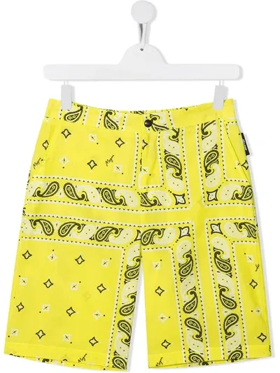 Msgm Teen Paisley Print Shorts In Yellow