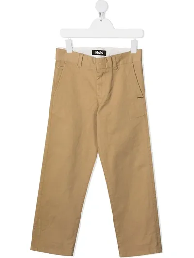 Molo Kids' Ace Organic Cotton Trousers In Neutrals