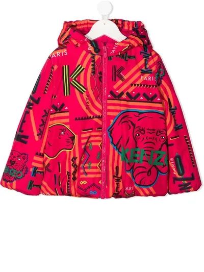 Kenzo Teen Logo Padded Jacket In Pink