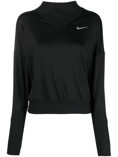 Nike Logo-print Running Sweatshirt In Black