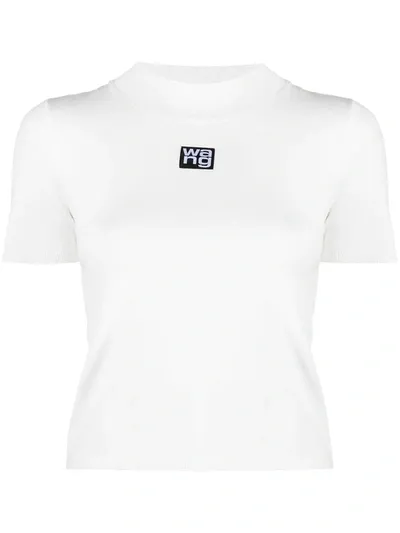 Alexander Wang Logo-patch Mock-neck T-shirt In White