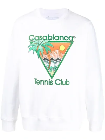 Casablanca Tennis Club-print Sweatshirt In White