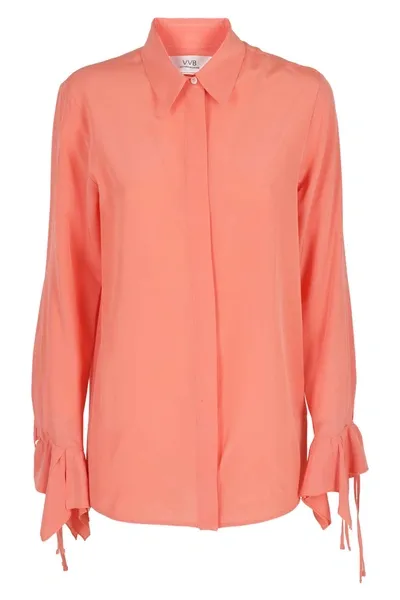 Victoria Victoria Beckham Ruffled Cuff Silk Shirt In Pnk Rosa