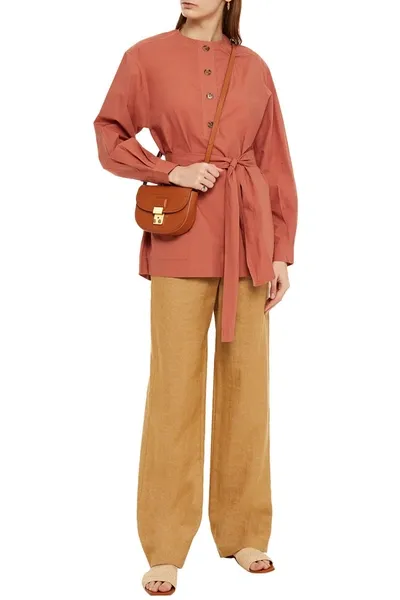 Vanessa Bruno Neo Belted Cotton-poplin Blouse In Antique Rose