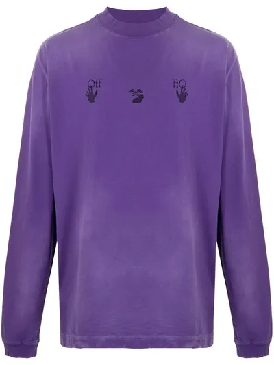 Off-white Faded Logo Print Long Sleeve Top In Purple