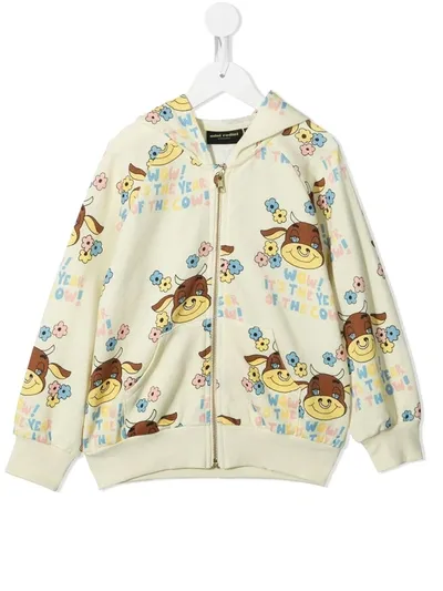 Mini Rodini Kids' Cow-print Hoodie In Yellow