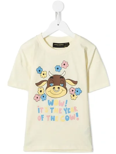 Mini Rodini Kids' Cow-print T-shirt In Yellow