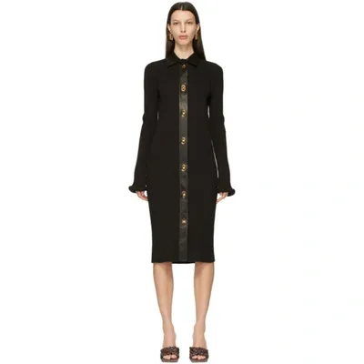 Bottega Veneta Rib Knit Dress With Roll Cuff Sleeves In Fondente