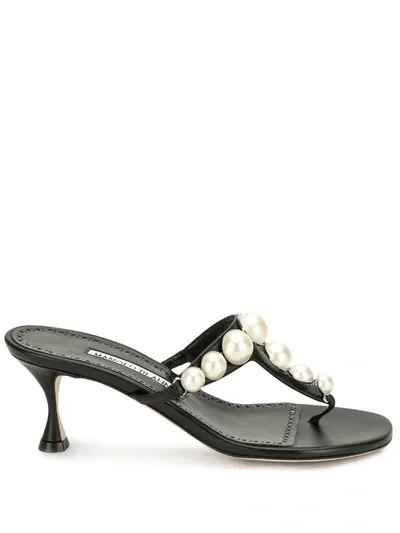 Manolo Blahnik Embellished Open-toe Sandals In Black