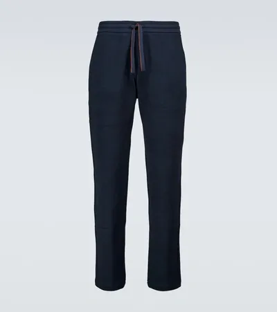 Loro Piana Horsey Cotton Fleece Sweatpants In Blue