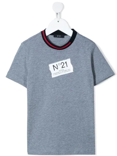 N°21 Kids' Logo-print Short-sleeved T-shirt In Grey