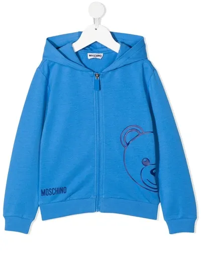 Moschino Kids' Teddy Bear-print Hoodie In Blue