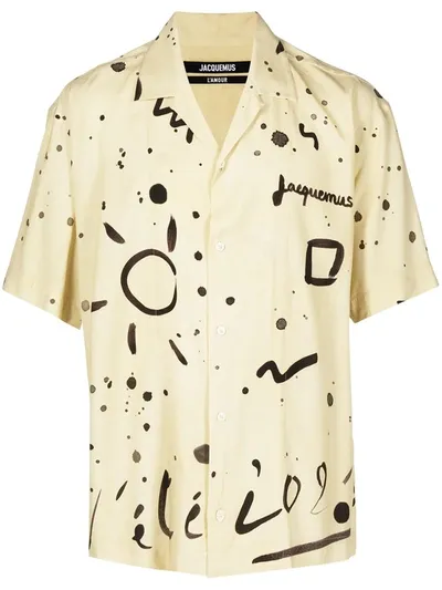 Jacquemus Printed Button-front Shirt In Gelb