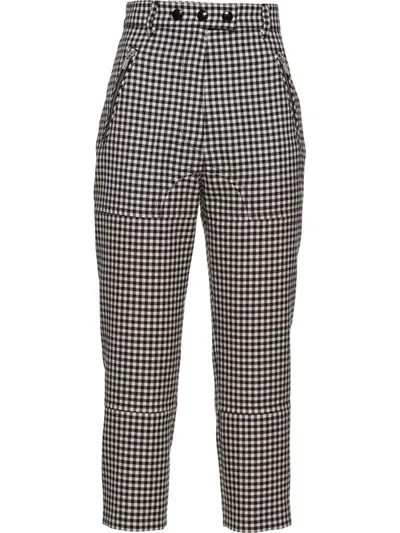 Miu Miu Gingham Check Trousers In Black