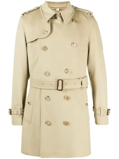 Burberry Belted Double-breasted Coat In Brown