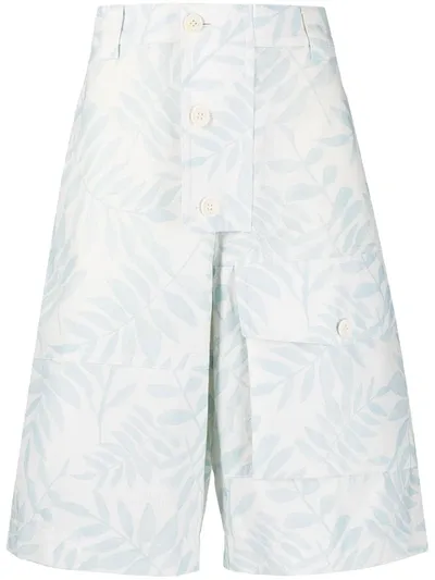 Jacquemus Le Laurier Leaf-print Shorts In White