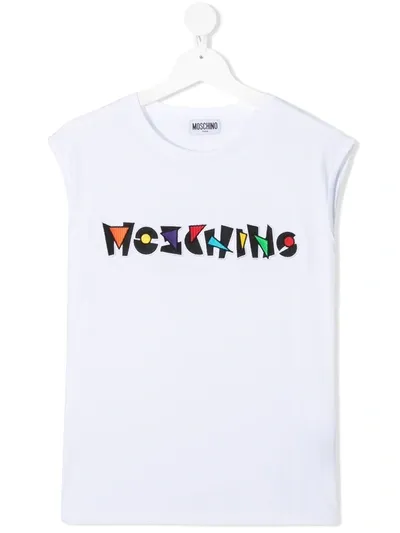 Moschino Teen Embroidered-logo Vest In White