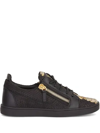 Giuseppe Zanotti Gail Snakeskin-effect Leather Sneakers In Black