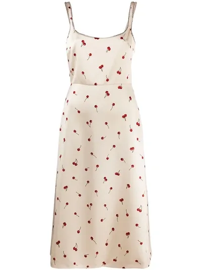 Miu Miu Cherry-print Dress In Weiss