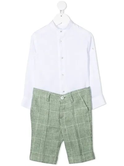 Colorichiari Kids' Checked Short Set In Green