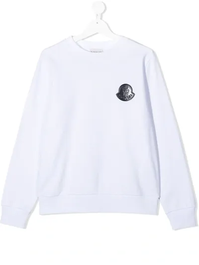 Moncler Teen Logo Patch Sweatshirt In White