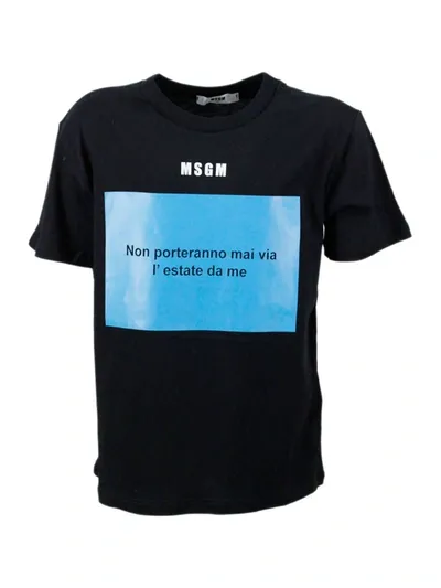 Msgm Kids' Print T-shirt In Black