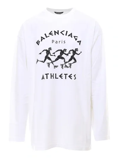 Balenciaga Oversized Printed Cotton-jersey T-shirt In White