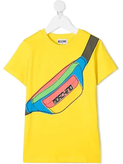 Moschino Kids' Belt Bag Logo Print T-shirt In Yellow