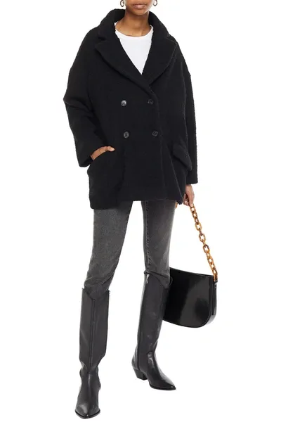 Ba&sh Gillie Double-breasted Wool-bouclé Coat In Black