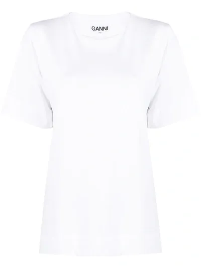 Ganni Logo-print Crew-neck T-shirt In White