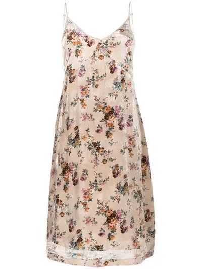 R13 Floral Velvet Dress In Brown